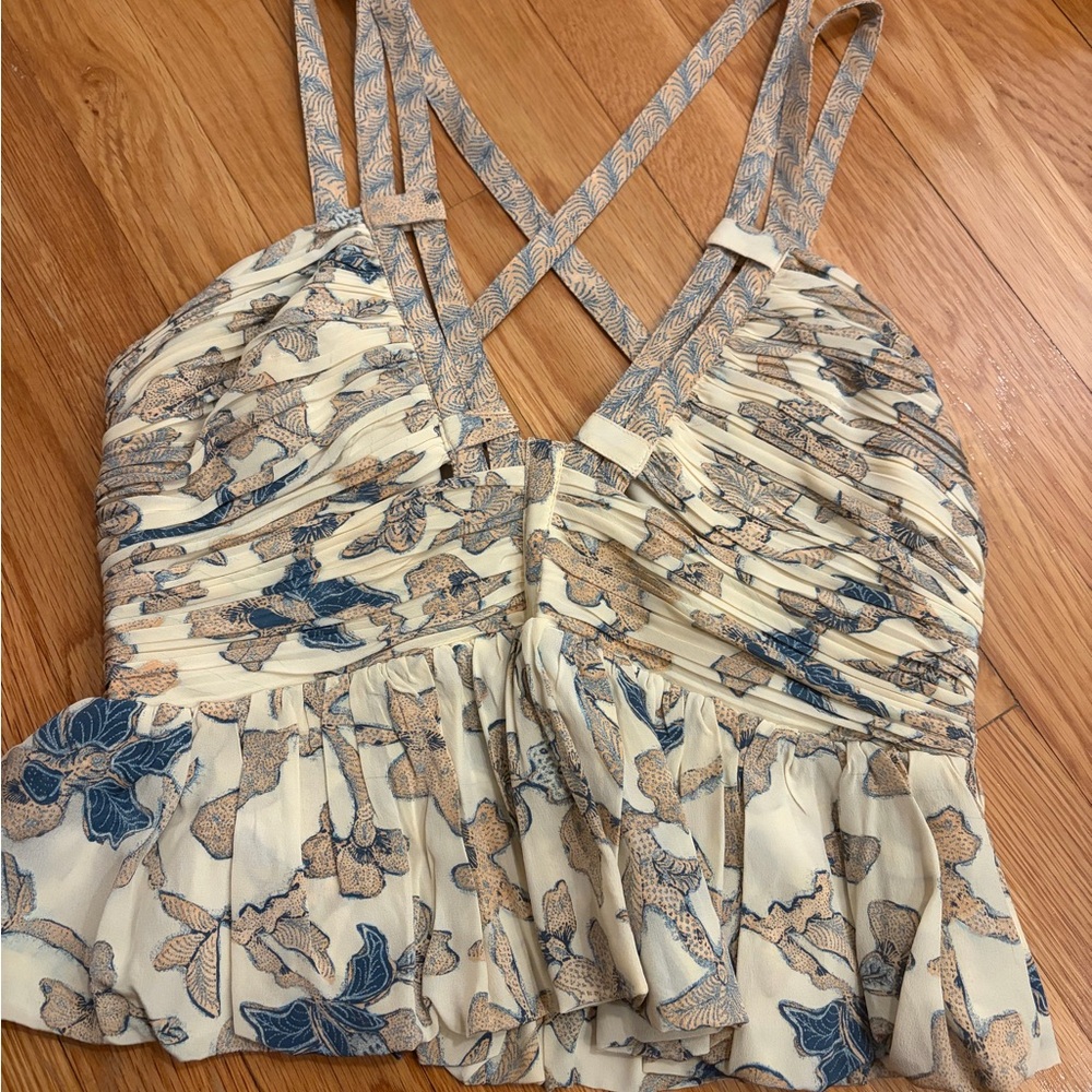 Ulla Johnson Cream and Blue Floral Camisole